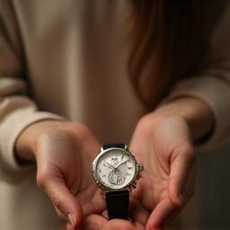 Portrait of Emma gifting watch
