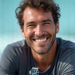 Portrait of Luca smiling with dive watch